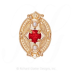 GS449 G/PL - 14 Karat Gold Slide with Garnet center and Pearl accents 